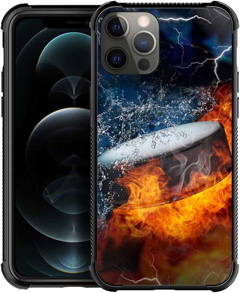 DAIZAG Case Compatible with iPhone 12 Mini,Shockproof Soft TPU Phone Case for Boy Men Gift Cover,Ice Fire Hockey
