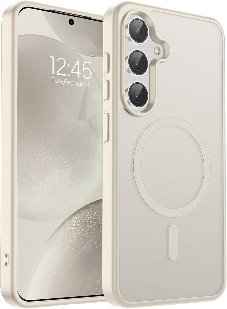 SUPFINE Magnetic for Samsung Galaxy S24 Case / S25 Case(Compatible with MagSafe) (Military Grade Drop Protection) Slim Translucent Shockproof Phone Case,Stone