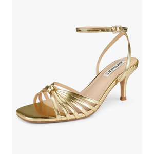 JOY IN LOVE Women's Kitten Low Strappy Heels Ankle Strap Heeled Sandals