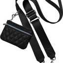 Clip and Go Strap for Phone with Wallet Crossbody, Adjustable Wrist Strap with Zippered Pouch, PU Leather Purse (Black)