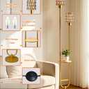 Lightdot Glass Floor Lamp with Shelf 2-Lights Amber Glass Gold Floor Lamps