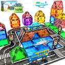 38PCS Magnetic Tiles Road Set, Magnetic Building Blocks for Toddlers, STEM Construction Toys for Kids Ages 3+, Gifts Toys for Boys & Girls