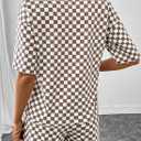 SHEWIN Women's Plaid 2 Piece Short Sets 2026 Lounge Beach Travel Vacation Outfits Matching Shorts Sweatsuit with Pockets (M)