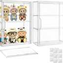 Attelite Acrylic Display Cases for Collectibles, 2 Pack 3 Layer Clear Display Case with Magnetic Door,Desktop Clear Showcase with 2 Adjustable Divider Storage Box for Action Figure