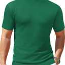 Vssjavun Men's Mock Neck Shirt Short Sleeve Turtleneck T-Shirt Slim Fit Pullover Casual Basic Tee (Green, L)