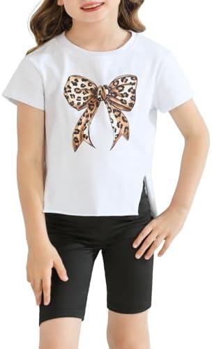 Girls Butterfly Graphic T Shirt Cute Short Sleeve Tees Summer Tops Crewneck Side Slit Shirt Size 160