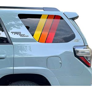 Zxiaochun Classic Retro Tri-Color Stripe Decal Compatible with Toyota 4Runner 5th Gen 2010-2022 2023 2024 Accessories Rear Side Window Glass Vinyl Sticker