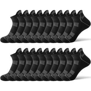 JOYNE 10 Pairs Men Ankle Sport Breathable Workout Tab Socks Athletic Running Low Cut Cushion Short Socks (Large) 10-13