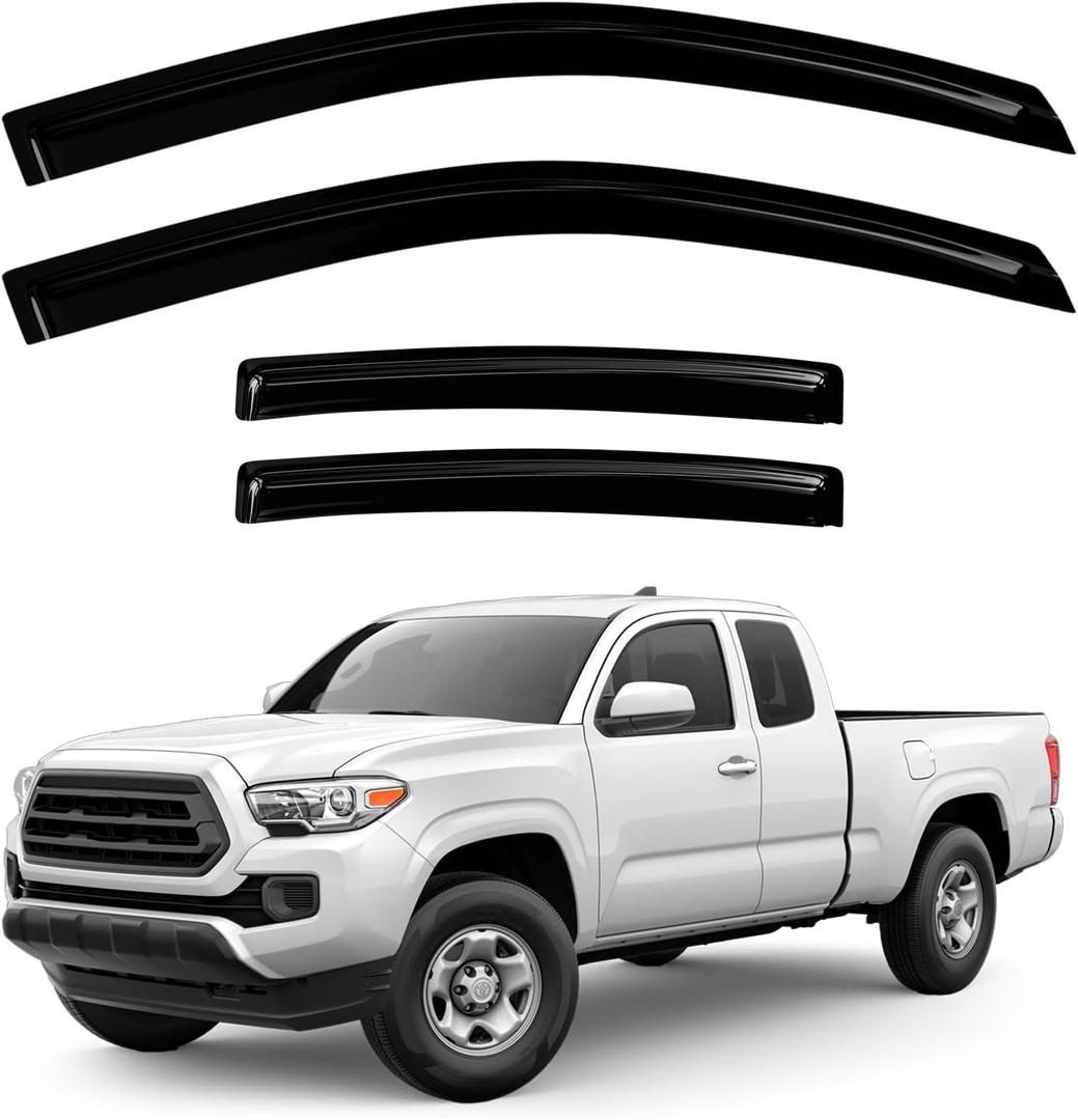 Window Visors Rain Guards for Toyota Tacoma Double Cab/Crew Cab 2016-2023 (2016-2023 Toyota Tacoma Double Cab)