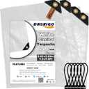 10 x 10Ft Extra Super Heavy Duty 12 Mil Thick Waterproof White Tarp Cover Sheet & 6 Pcs Bungee Balls