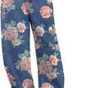 SANGTREE Girls Printed Jeans Baggy Jeans Elastic Waist Casual Wide Leg Denim Pants 6-14 Years (9-10 Years)