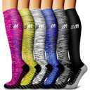 6 Pack Copper Compression Socks for Women and Men Circulation-Best Support for Medical,Running,Nursing,Athletic, Size: L/XL