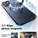 TORRAS Upgraded 360 Spin Magnetic Stand for iPhone 16 Pro Case, Fit for MagSafe, Built-in Kickstand, Camera Control, Mil-Grade Protective Soft Edge Translucent Case for iPhone 16 Pro, Black 6.3''