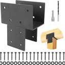 4x4 (Actual 3.55"x3.55") Post Caps Tie Bracket,2PCS Heavy Duty Galvanized Steels Pergola Connector Brackets for Wood Posts,Black Post Anchor Inside Mount Bracket (4"x4"(Actual Size 3.5"x3.5"))