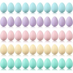 Beeveer 50 Pcs Plastic Easter Eggs Bulk for Easter Hunt 1.6 x 2.4 Inch Colorful Hanging Plastic Eggs for Basket Fillers Party Favor DIY Crafts Decoration (Pastel)