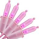 YULETIME Pink LED Christmas Lights with Pink Wire, 33 ft 100 Count UL Certified Commercial Grade Holiday String Light Set