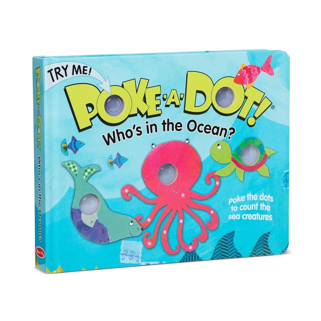 Melissa & Doug Poke-a-Dot! Whos in the Ocean? Interactive Children's Board Book with Buttons to Pop, Educational Sensory Toy for Toddlers & Preschoolers Ages 3+ - FSC Certified