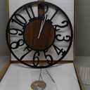 Maxstar Round Wall Clock for Living Room Decor Battery Operated Non Ticking Silent Vintage Black Metal Wood Clocks for Home Living Room Garden Farmhouse Office Kitchen Decoration -20 inch (Black-arabic Numerals)