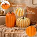 2Pack Large Fake Orange‑White‑Green&Orange Faux Pumpkins, Realistic Lifelike Harvest Fall Decoration, Hard Foam Vegetable Ornament for Halloween Autumn Festival Home Table Porch Outdoor Decor