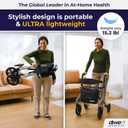 Drive Medical AeroWalk Ultra-Lite Rollator with Seat, Lightweight Adult Walkers with 4 Wheels, Folding Rolling Walker for Women, Men and Seniors, 15.2 Pounds, 23 Inch Seat Height, Grey