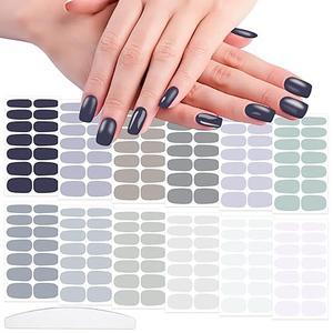 WOKOTO 12 Sheets Grey Series Nail Polish Strips Solid Nail Stickers Full Nail Wraps Gel Nail Strips for Women Girls Stick On Nails Polish Stickers Self Adhesive Gel Nail Stickers Gel Polish Strips