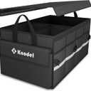 K KNODEL Car Trunk Organizer with Lid, Collapsible Car Trunk Storage Organizer, Car Organizer and Storage for SUV, Truck, Sedan (2C, Black)
