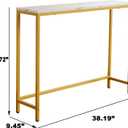 loglus Small Console Table for Entryway, Faux Marble MDF Sofa Table with Golden Frame, Single Layer, White Marble, 9.45" D x 38.19" W x 30" H, 9.45"D x 38.19"W x 29.72"H