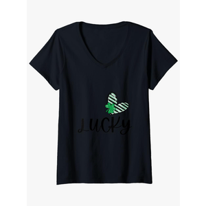 Womens Lucky V-Neck T-Shirt, Size M
