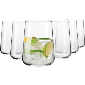 Krosno Water Glasses, Set of 6, 16.6 fl oz, Water Drinks Juice, Infinity Collection, Lead-Free Lightweight Glass, Everyday Drinking Glass, Dishwasher Safe, Made in Europe