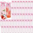 50 Pack 14oz Coquette Pink Bow Plastic Cups with Lids Straws & Pink Satin Ribbon Bows, Reusable Cute Aesthetic Tumblers for Birthday Wedding Bridal Shower Party Supplies for Women