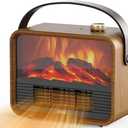 Shinic Portable Small Electric Fireplace Heater, 1500W/ 750W Space Heater Fireplace Indoor with 3D Flame, Overheat Protection, Tip-Over Safety Switch, Ideal for Living Room Bedroom Office RV, Walnut