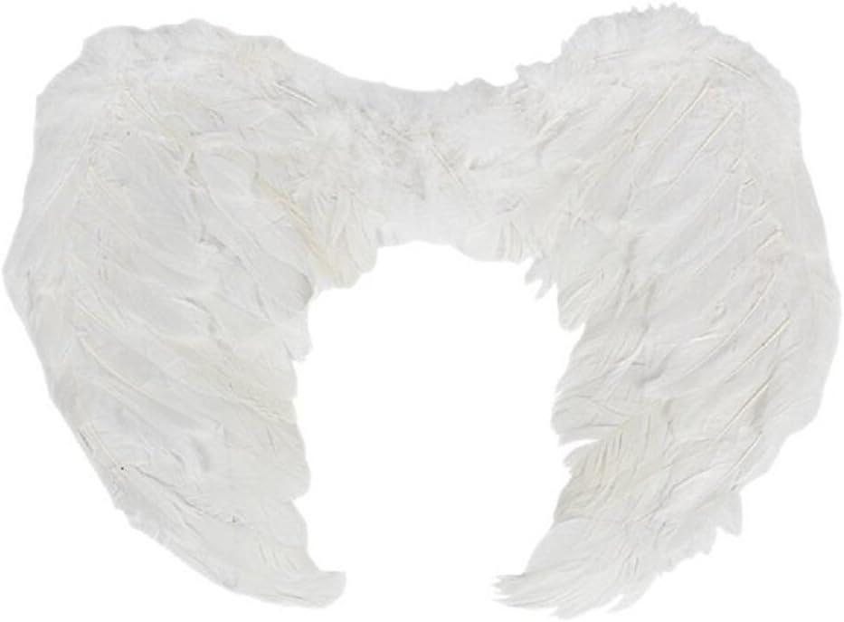 Halloween Party Costumes Angel Costume Easy to Put on and Adjust Feather Angel Wings Fairy Wings for Women (White, 60 * 45cm)