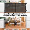 KISKIZ 72" Wide Reinforced Retractable Baby Gates Extra Wide Dog Gate/Black