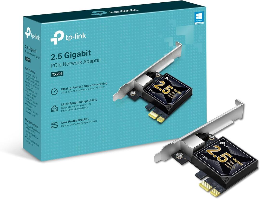 TP-Link 2.5GB PCIe Network Card (TX201)  PCIe to 2.5 Gigabit Ethernet Network Adapter, Supports Windows 11/10/8.1/8/7, Win Server 2022/2019/2016, Linux