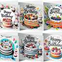 pigpigboss 6 Packs Happy Birthday Diamond Painting Greeting Cards, Birthday Cake Diamond Art Cards with Envelope, Special Shaped Birthday Cake Painting Crads for Adult Birthday Blessing