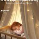 Large Bed Canopy with Star Lights, Double Layer Canopy for Bed, Princess Play Tent for Girls Room, Breathable Canopy Bed Curtain for Children Reading Nook, Machine Washable Canopy, 40''x106'', White