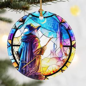 Christmas Ornaments, Dodosky 2.8in Ceramic Hanging Ornament, Xmas Decor, Christmas Tree Ornaments, Xmas Decorations for Tree, Holiday Ornament, Gift Ideas, Gifts for Women Men Friends (Wizard)