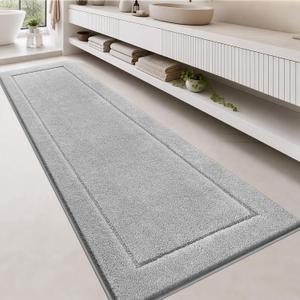 anllugs Bathroom Rugs, Non-Slip Bath Runner Rugs, 30" x 96", Light Grey