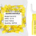 haisstronica 50pcs #10 Yellow Heat Shrink Fork Connectors,12-10 Gauge Insulated Electrical Crimp Wire Terminals