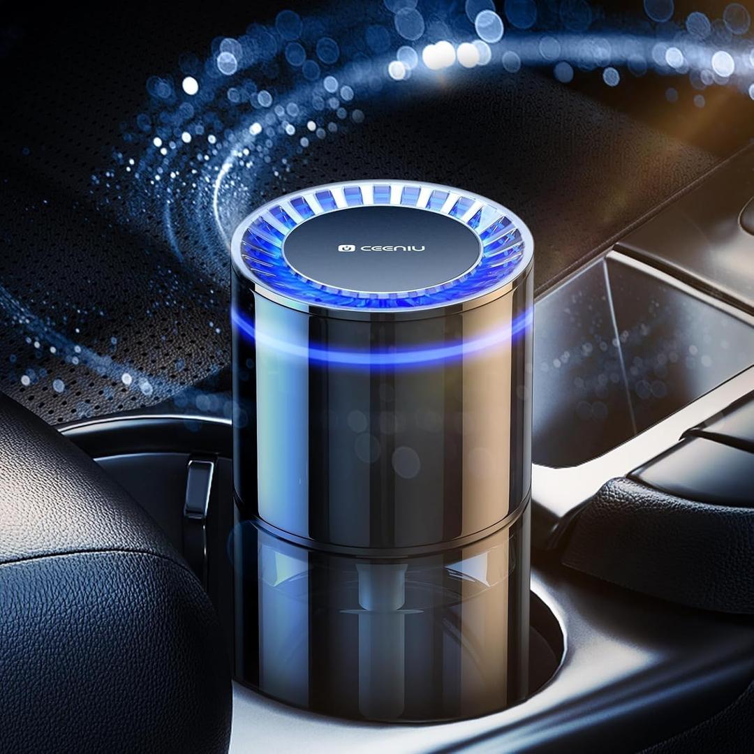 Ceeniu Large Car Air Freshener, 135ml Last 6 months, Auto ON/OFF, Multi-mode Adjustable, Long Lasting, Blue Ambiance Light, Natural French Fragrance, CF3 Car Fresheners Diffuser, Roman Holiday Scent