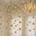 50 Set Run for The Roses Decor Hanging Rose Ceiling Decor with Ribbons DIY Artificial Floating Flowers Garlands for Engagement Bridal Shower Wedding Horse Racing Derby Day Decorations(White)