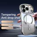 UEEBAI for iPhone 17 Pro Case, Cute Wave Frame Magnetic Phone Case Compatible with Magsafe Full Camera Protection Cover Soft Electroplated Phone Cover for Women Girls - Silver