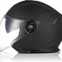 ORIGINE 3/4 Open Face Motorcycle Helmet with Double Visor for Scooters, DOT Approved (XL, Black)