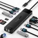 Lemorele 13 in 1 USB C Docking Station for Triple Monitors, Dual 4K HDMI, 1000M RJ45, VGA, 4 USB 3.0/2.0, SD/TF, 3.5MM Audio, USB C 3.0, 100W PD, Compatible with Type C Laptop, Black