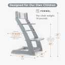 FORNEL Grey Wooden High Chair for Toddlers | The Grow-with-Me Adjustable Chair for Modern Farmhouse & Scandinavian Kitchens | Premium European Style Convertible Seat