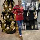 Ugly Christmas Sweater for Women Christmas Cardigans Funny Xmas Open Front Button Down Knit Coat Outwear (Small, Red)