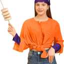 Aliceset 4 Pcs Halloween Costume Set Include Bandanas Sleeves Donut Props Wooden Stick for Adult Halloween Cosplay Party Dark Purple