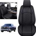 YIERTAI Car Seat Covers Compatible with Chevy Chevrolet Silverado GMC Sierra Custom fit for 2007-2026 1500 2500 3500 HD Crew Cab Trail Boss Pickup with Waterproof Leather, 2PCS Front, Black