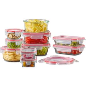 Pyrex Freshlock (10-Pack) Mixed Sized Airtight Glass Food Storage Container Set, Non Toxic, with Plastic BPA-Free Leakproof Locking Lids