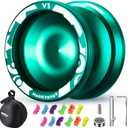 Professional Responsive Yoyo V3, MAGICYOYO Metal Yo yo for Beginner, Alloy Yo-yo with Unresponsive Bearing + Bearing Removal Tool + Axle + Storage Bag + 12 Yoyo Strings (Green)